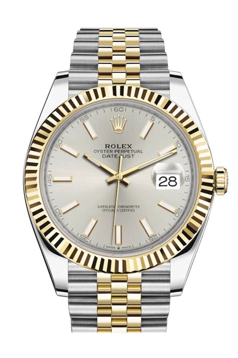 rolex datejust 41 gold silver.